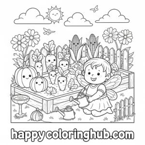 Toddler fairy garden coloring pages easy