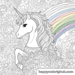 Unicorn coloring pages for girls and rainbow