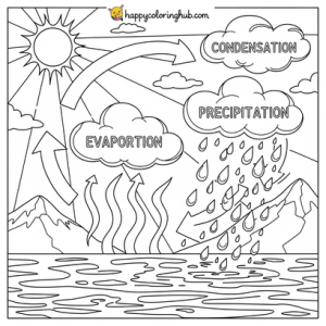 Water cycle 3rd grade color page