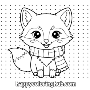 Arctic fox winter coloring sheet