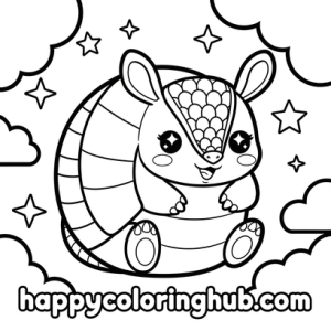Armadillo rolling up coloring sheet