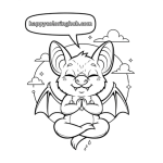 Bats meditating coloring page for seniors
