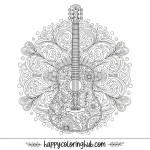 Boho guitars coloring page for teens