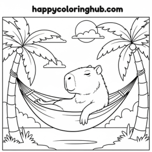 Capybara chilling coloring page