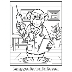 Chimpanzee smiling coloring page