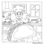 Cute grayscale tacos coloring page