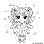 Cute pastel goth fairies coloring page