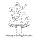 Cute psychedelic red pandas coloring page