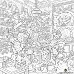 Dark fantasy bakeries coloring page for adults