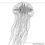 Easy vaporwave jellyfish coloring page