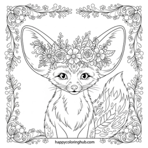 Fennec fox big ears coloring sheet