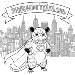 Free printable opossum hanging coloring sheets