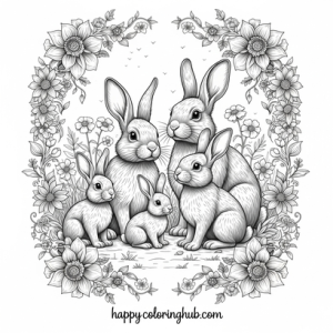 Free printable rabbit in garden coloring sheets