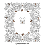 French bulldogs drinking coffee coloring page for women