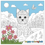 Large print yorkshire terrier coloring page
