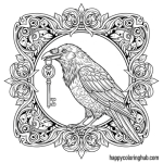 Line art ravens coloring page for seniors
