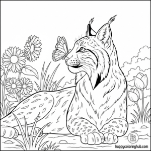 Lynx wild cat coloring sheet