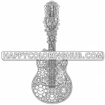 Mandala guitars coloring page for women