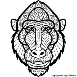 Mandrill monkey face coloring sheet