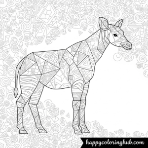 Okapi rare animal coloring page