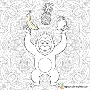 Orangutan swinging coloring sheet
