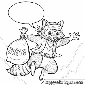 Raccoon bandit face coloring page