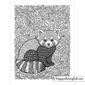 Red panda cute coloring sheet