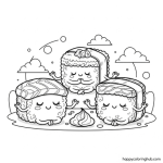 Sushi meditating coloring pages