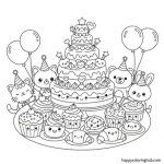 Bakeries celebration coloring page for anxiety relief