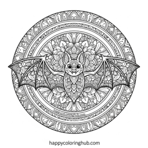 Beautiful creepy kawaii bats coloring page