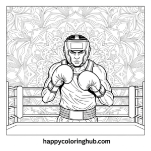 Boxing ring coloring page