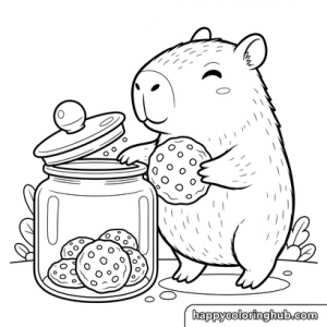 Capybaras baking coloring page for women