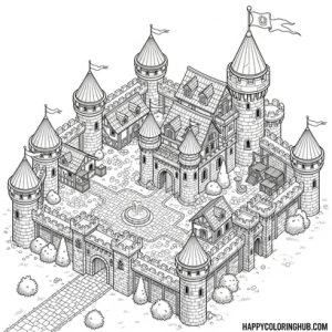Castles gaming coloring page for relaxation