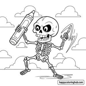 Complex doodle skeletons coloring page