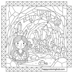 Crystals hunting coloring page for women