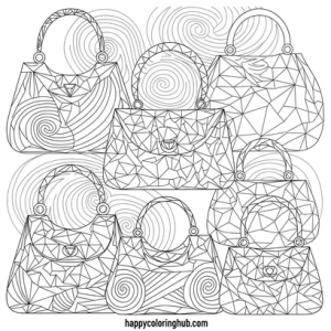 Geometric bags coloring page for kids