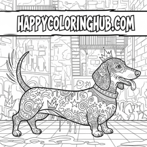 Graffiti dachshunds coloring page for relaxation