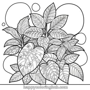 Houseplants gardening coloring pages
