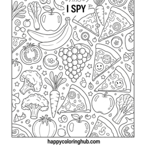I spy and color page for kids