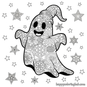 Line art ghosts coloring page for women
