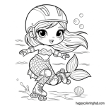 Mermaids skating coloring page for relaxation