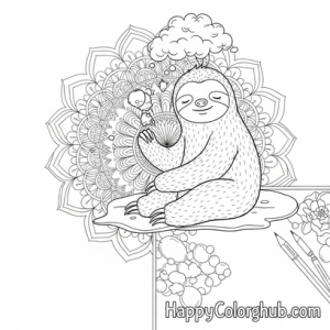 Minimalist sloths coloring page for women