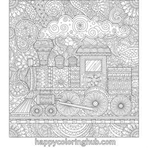 My first coloring page of trains