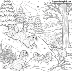 Otters winter coloring page for men