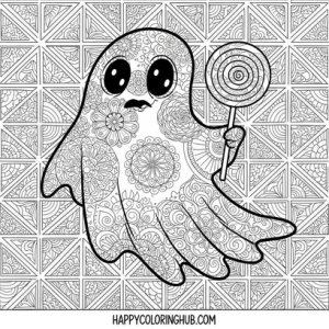 Pastel goth ghosts coloring page
