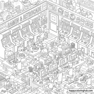Ramen gaming coloring pages