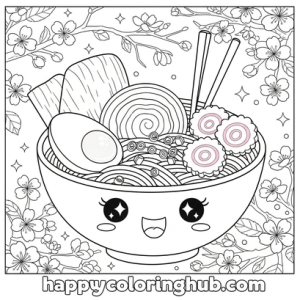 Ramen spring coloring pages