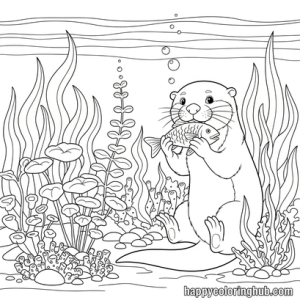 Relaxing minimalist otters coloring page