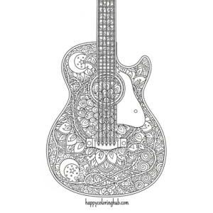 Relaxing pastel goth guitars coloring page