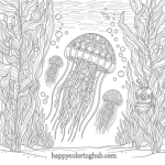 Relaxing victorian jellyfish coloring page